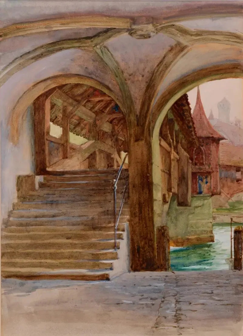 Most La Chapelle nad jeziorem Czterech Kantonów - Frank Bernard Dicksee