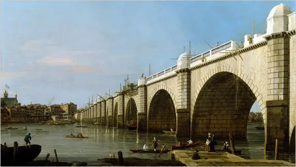 Most Westminsterski w budowie od południowo-wschodniego przyczółka - Canaletto