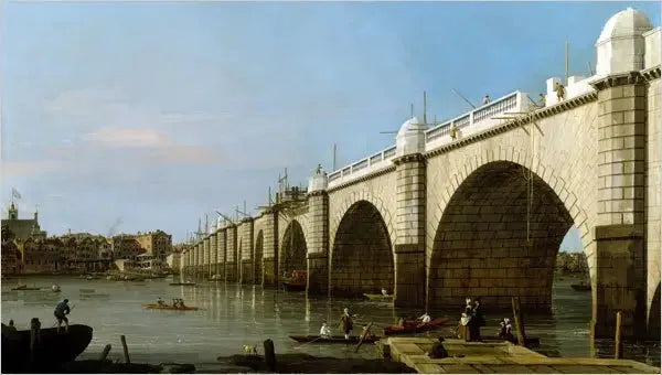 Most Westminsterski w budowie od południowo-wschodniego przyczółka - Canaletto
