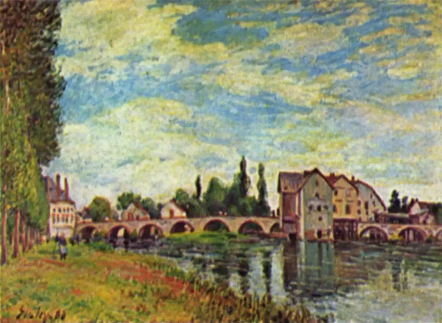 Most i Młyn w Moret latem - Alfred Sisley
