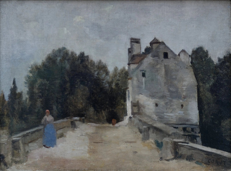Most i młyn w pobliżu Mantes - Jean-Baptiste Camille Corot