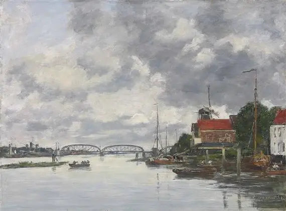 Most na Mozy w pobliżu Dordrecht - Eugène Boudin