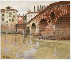 Ponte Vecchio, Vérone - Frits Thaulow image 1 reproduction de peinture à l’huile