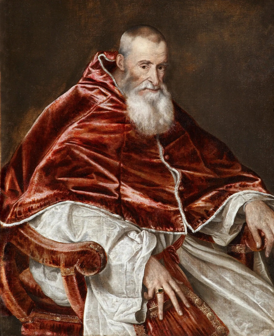 Portret Aleksandra Farnese, papieża Pawła III (1468-1549; wybrany w 1534) - Titian