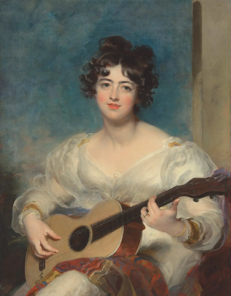 Portret Elizabeth Blake, Lady Wallscourt, grającej na gitarze - Thomas Lawrence