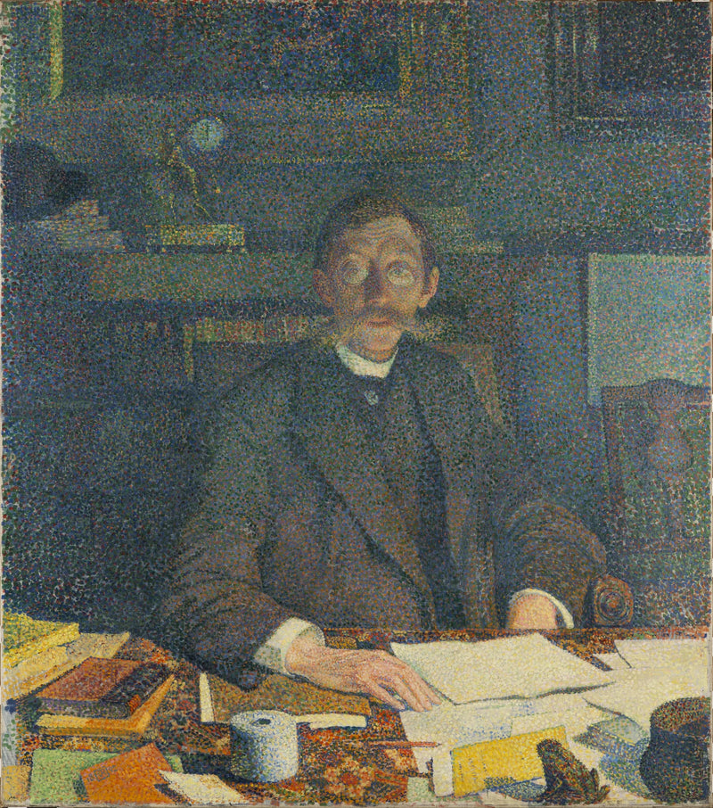 Portret Emile'a Verhaeren w jego gabinecie, ulica du Moulin w Saint-Josse-Ten-Noode - Théo van Rysselberghe