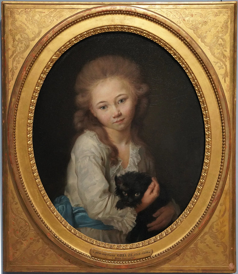Portret Ducha Bacularda d'Arnaud z kotem - Jean-Baptiste Greuze