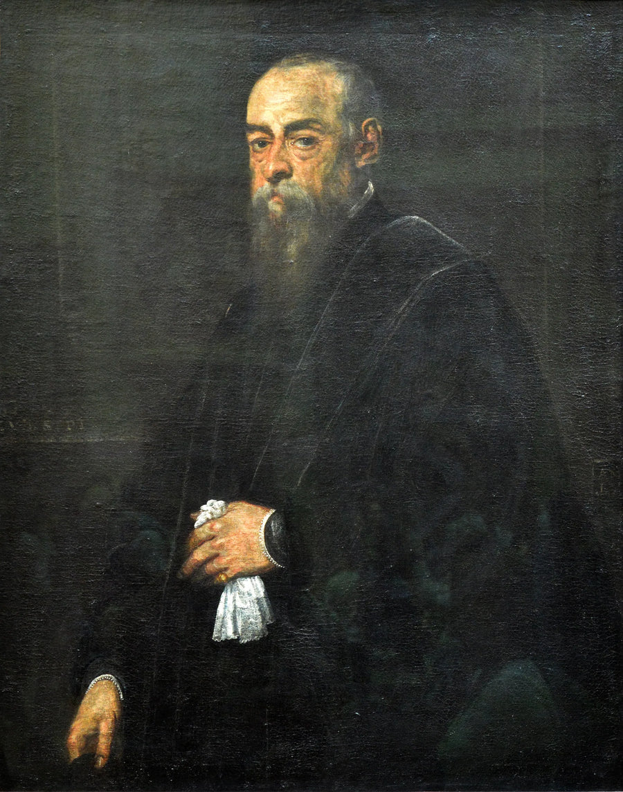 Portret starszego mężczyzny trzymającego chusteczkę - Jacopo Tintoretto