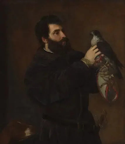 Portret mężczyzny z jastrzębiem - Titian