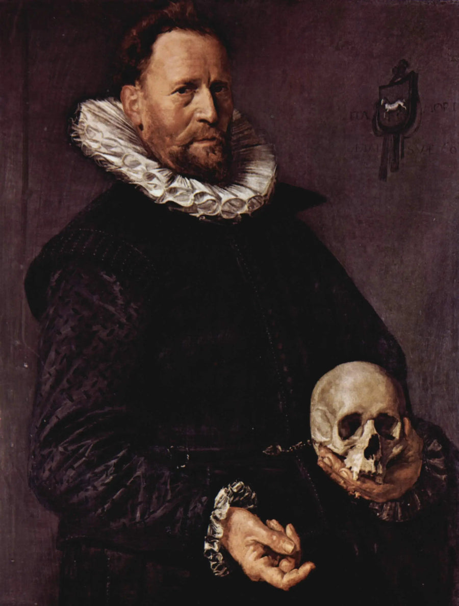 Portret mężczyzny trzymającego czaszkę - Frans Hals