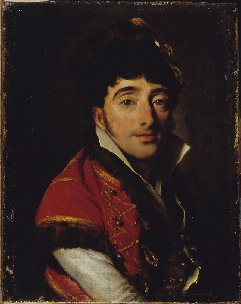 Portret aktora w czerwonej kurtce obszytej futrem - Louis-Léopold Boilly