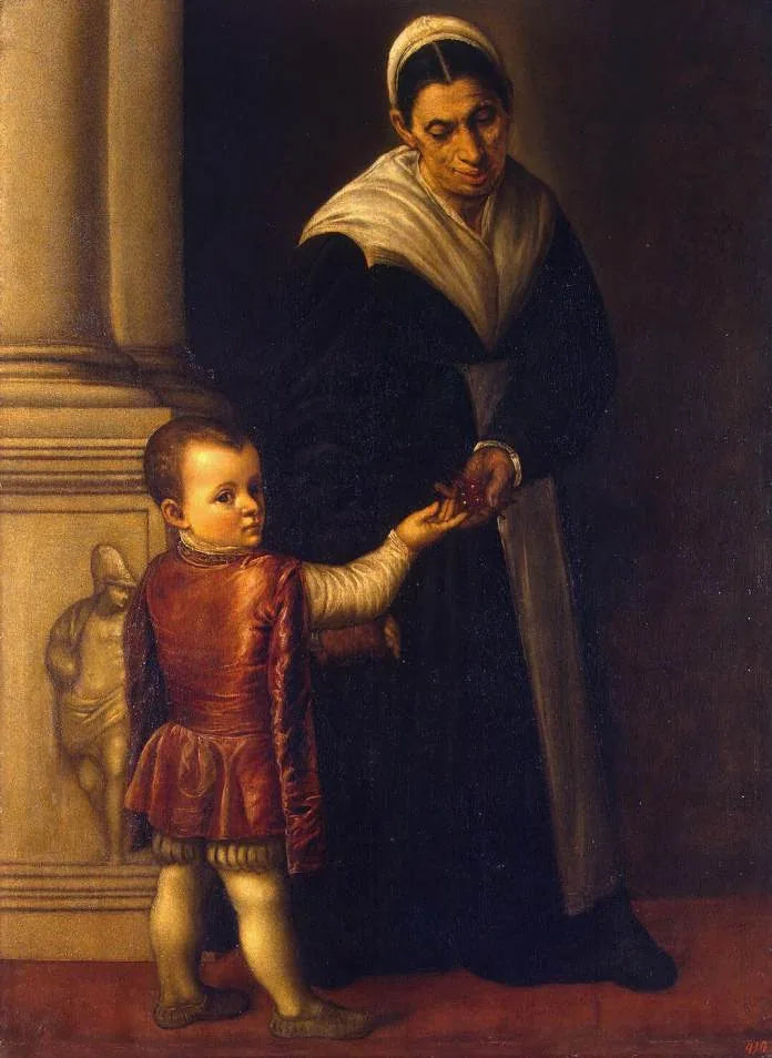 Portret chłopca z jego opiekunką - Alessandro Bonvicino