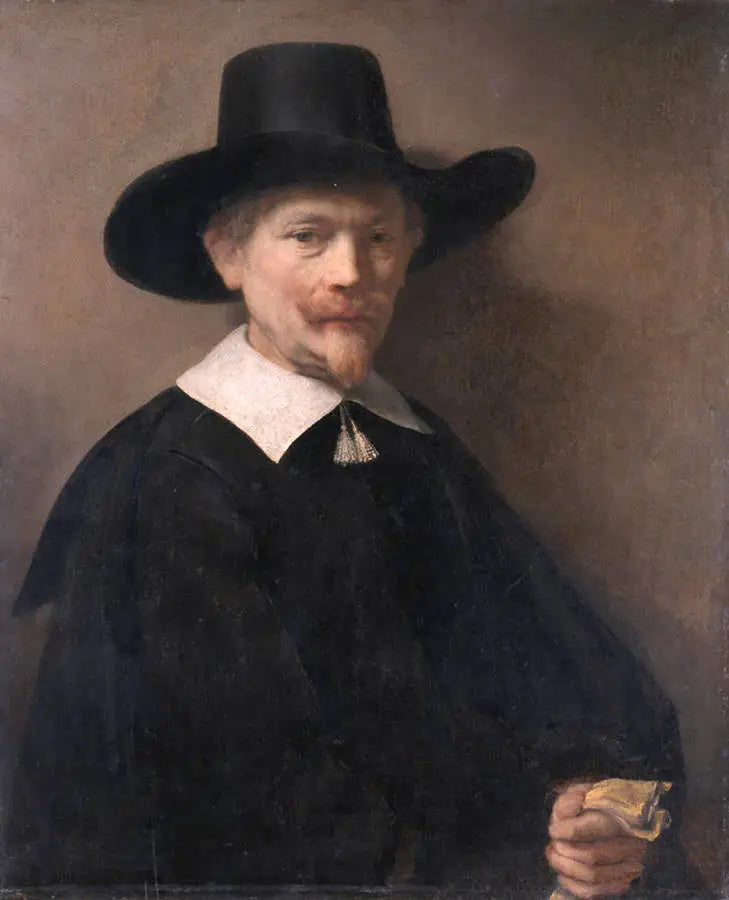 Portret mężczyzny z rękawiczkami w dłoni - Rembrandt