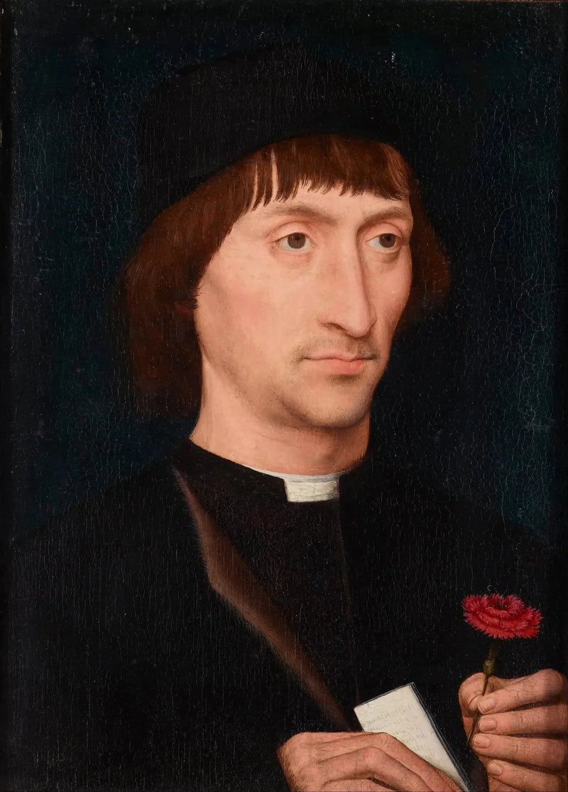 Portret mężczyzny z różą - Hans Memling