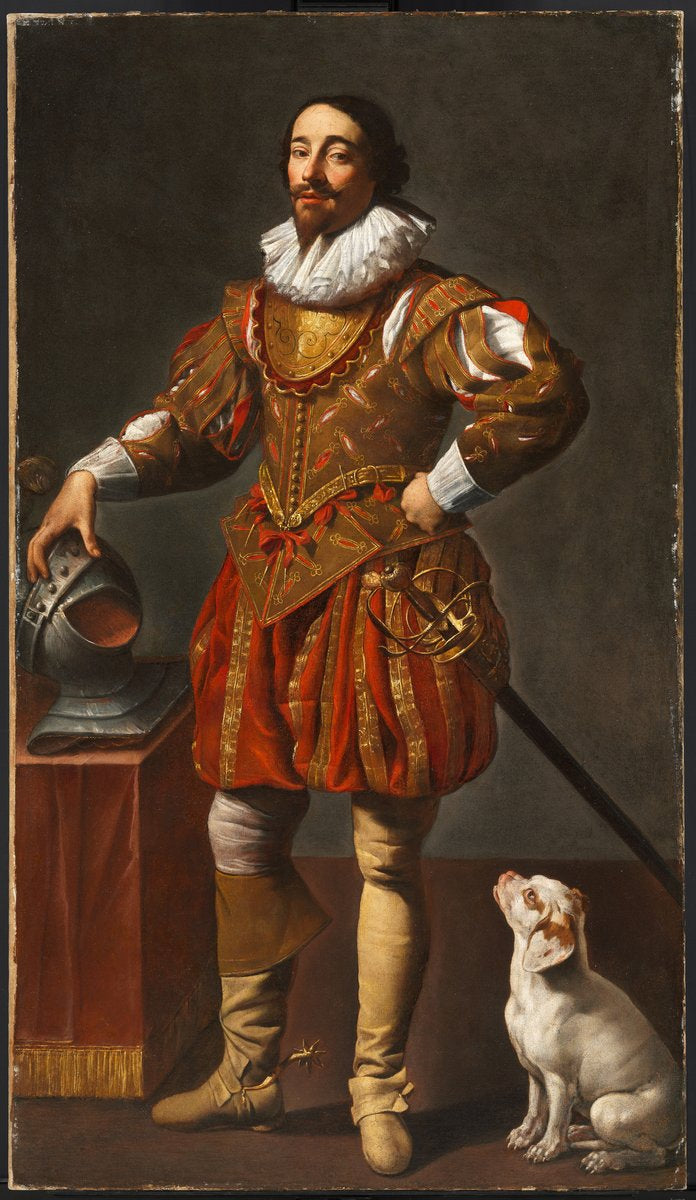 Portret mężczyzny z jego psem - Simon Vouet