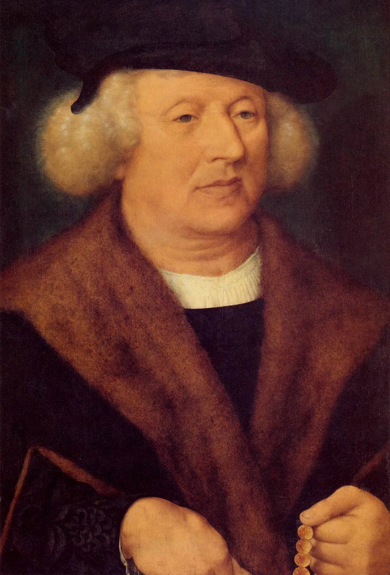 portret mężczyzny z czarną czapką - Joos van Cleve