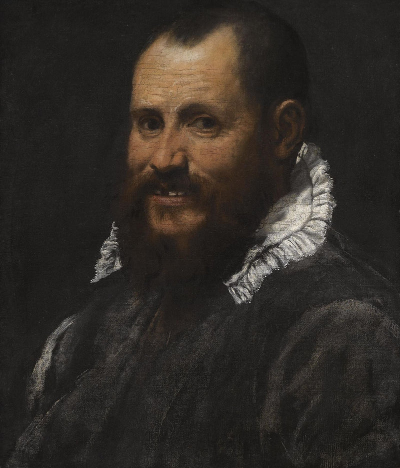 Portret mężczyzny, w półpostaci, w białym kołnierzu - Annibale Carracci