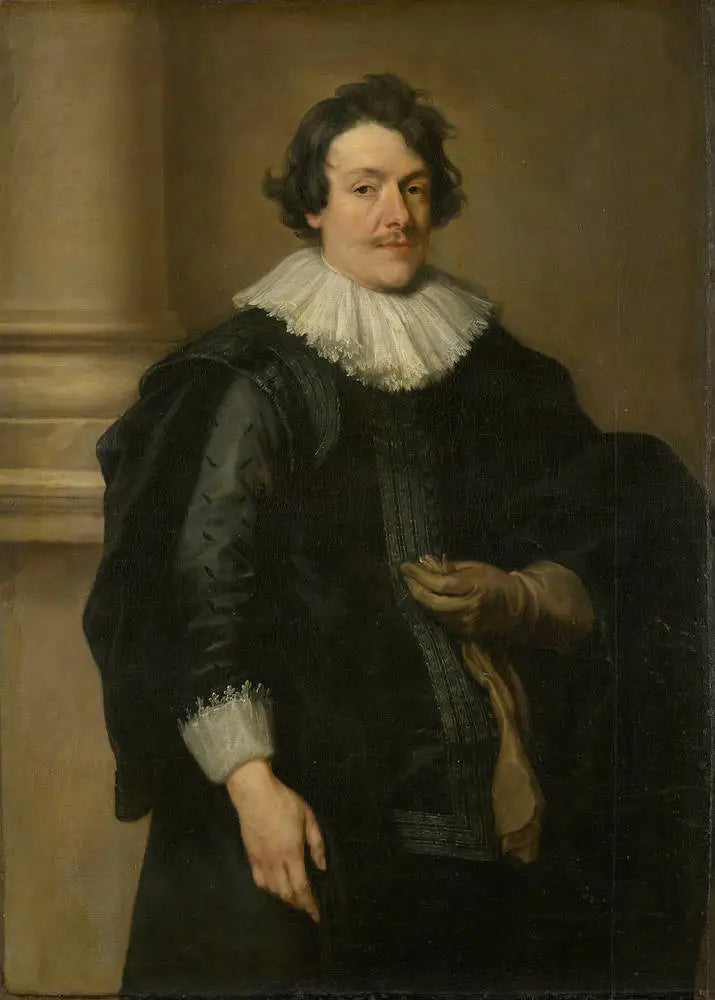 Portret mężczyzny w czerni przed kolumną - Antoine van Dyck