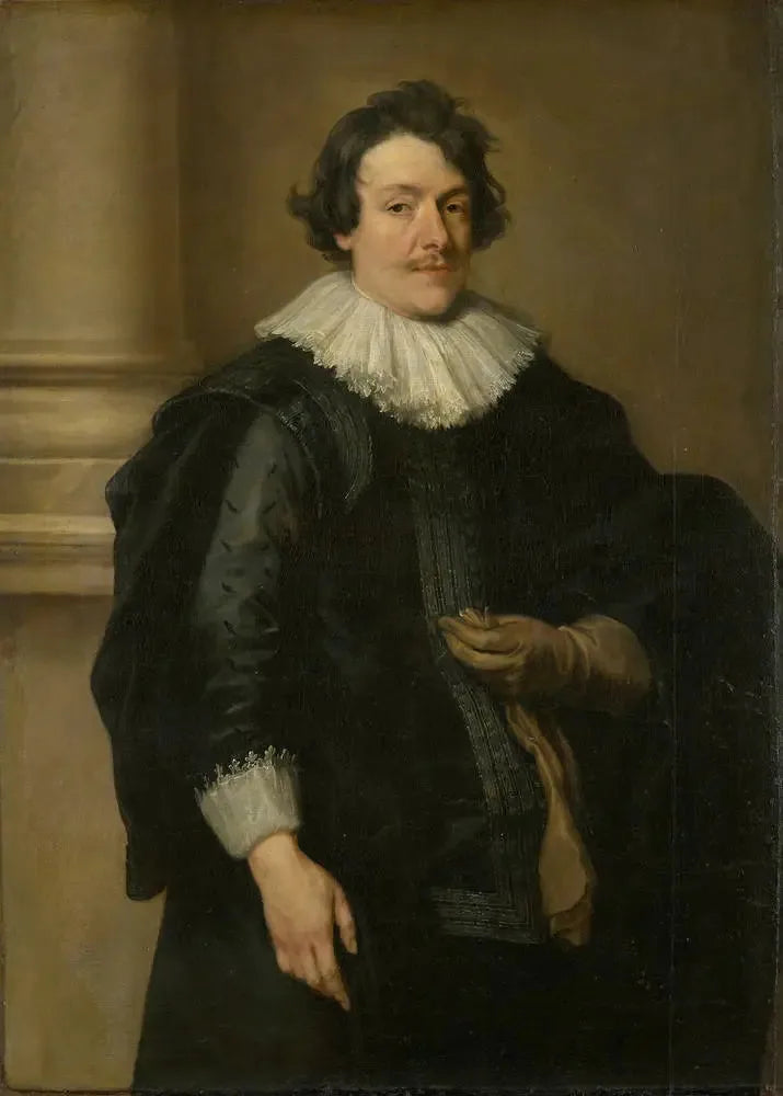 Portret mężczyzny w czerni przed kolumną - Antoine van Dyck