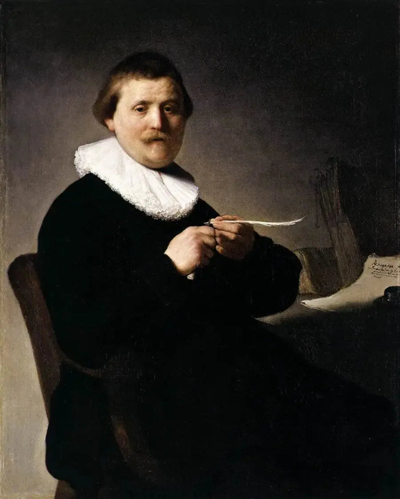 Portret mężczyzny ostrzącego pióro - Rembrandt