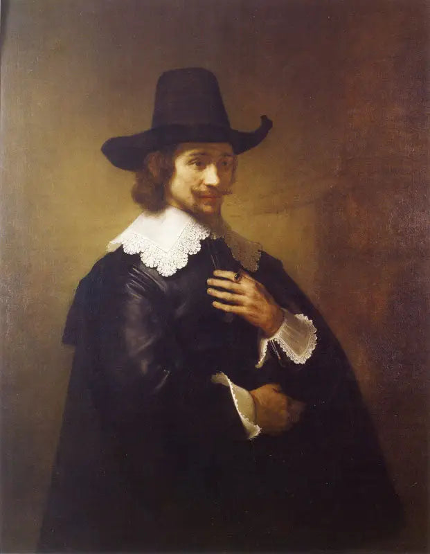 Portret młodego mężczyzny w szerokim kapeluszu - Rembrandt