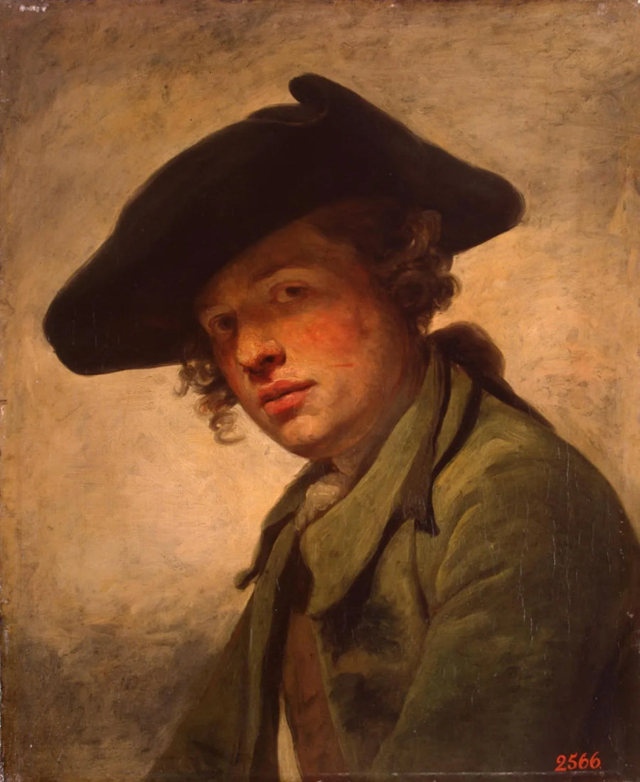 Portret młodego mężczyzny w kapeluszu - Jean-Baptiste Greuze