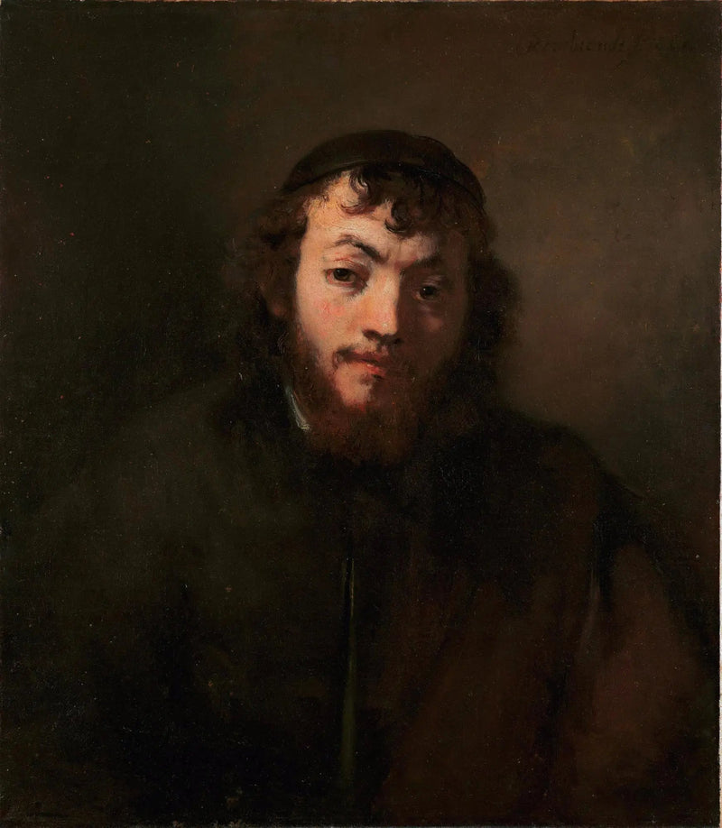 Portret młodego mężczyzny z brodą i czapką - Rembrandt