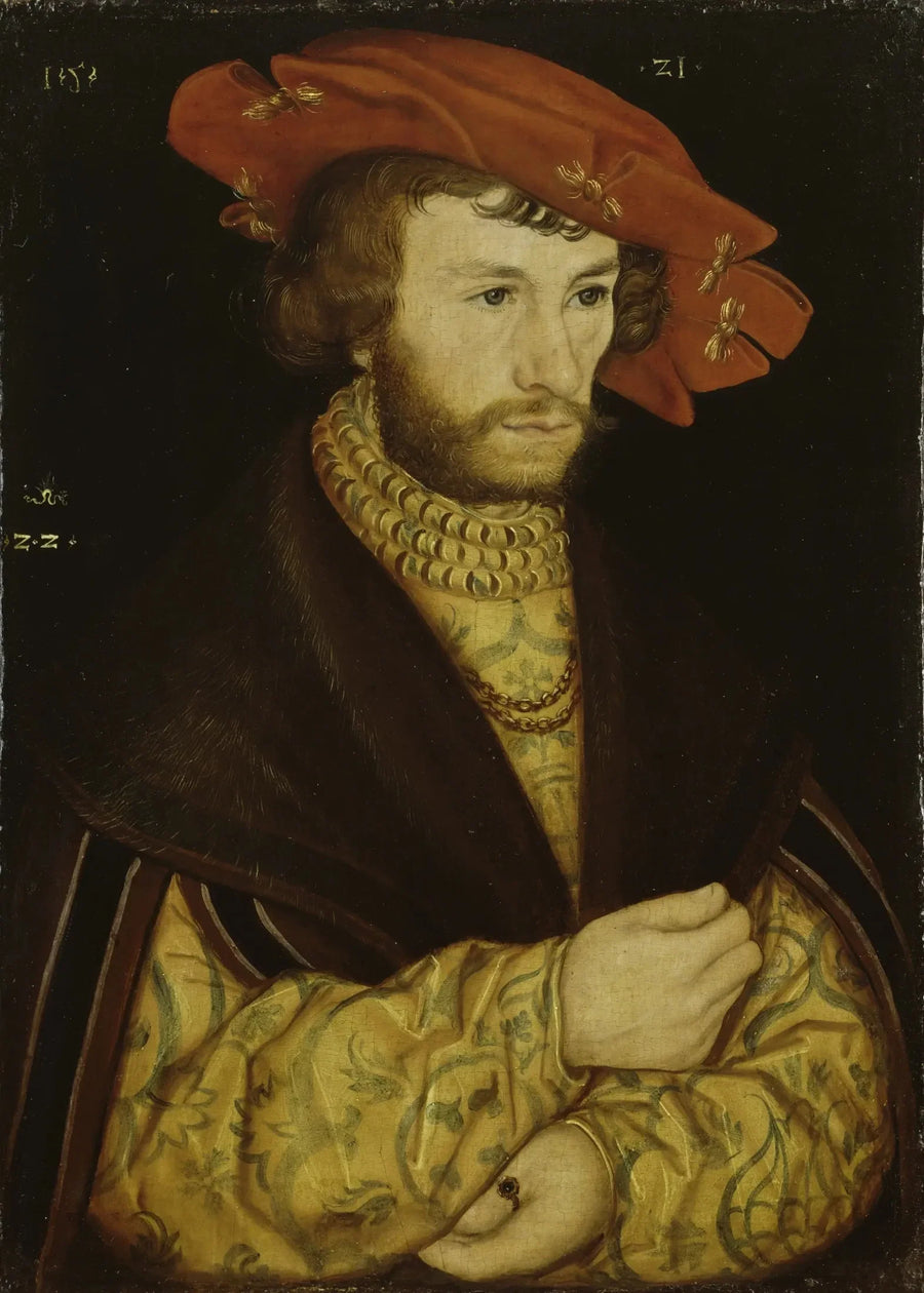 Portret młodego mężczyzny z brodą i czerwonym beretem - Lucas Cranach the Elder