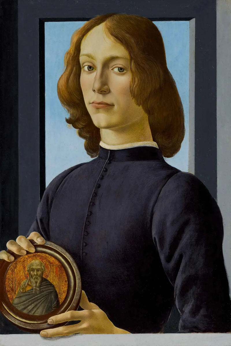 Portret młodego mężczyzny trzymającego medalion - Sandro Botticelli