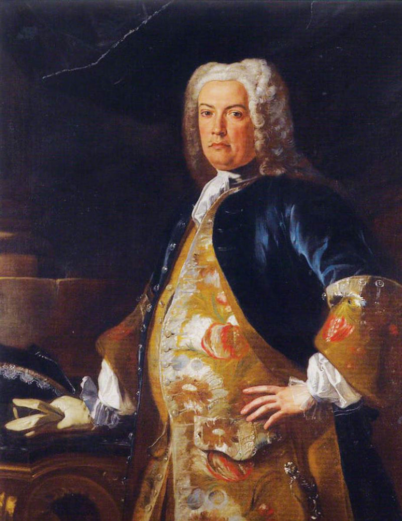 Portret szlachcica, z trzech czwartych, opierającego prawą rękę w rękawiczce na konsoli - Francesco Solimena