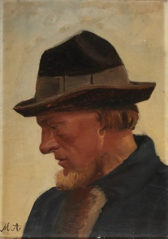 Portrait d'un pêcheur coiffé d'un chapeau mou. - Michael Peter Ancher image 1 copie de tableau peinte à la main