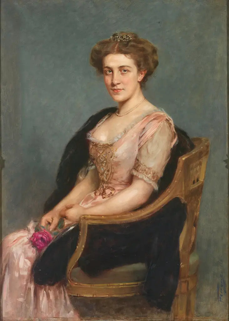 Portrait d'une dame - Artur Ferraris image 1 copie peinte à la main à l’huile
