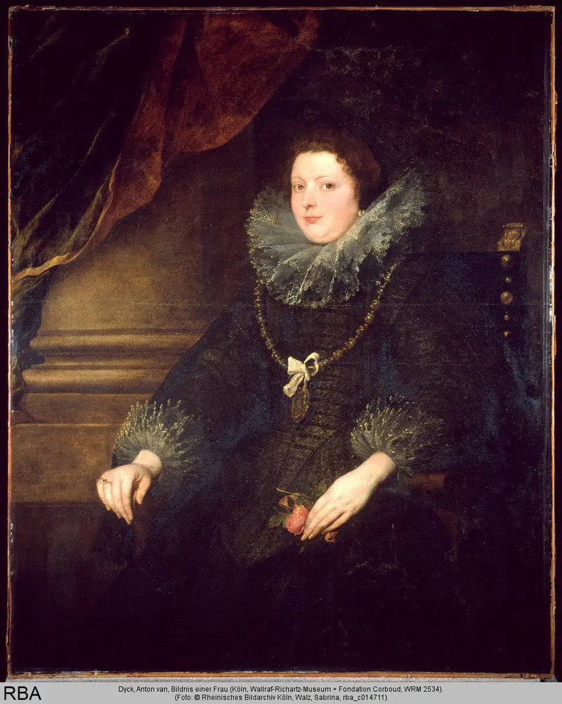 Portret kobiety siedzącej z różami, noszącej medalion - Antoine van Dyck