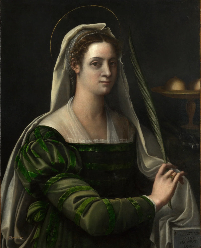 Portret damy z atrybutami świętej Agaty - Sebastiano del Piombo
