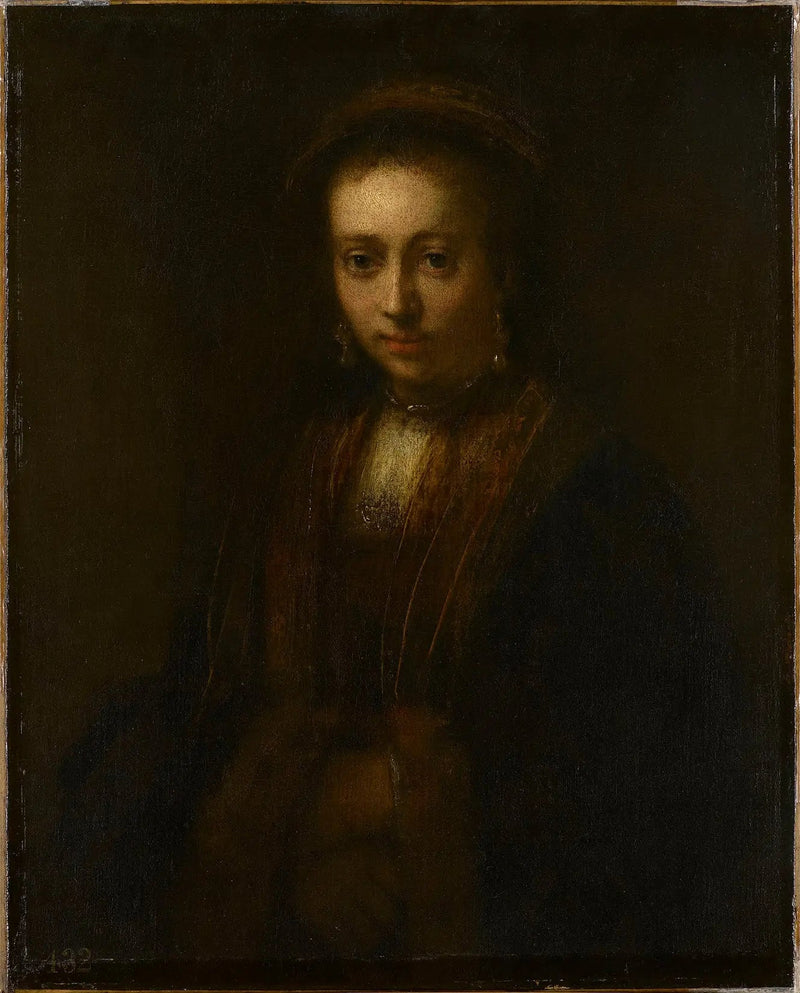 Portret damy z złożonymi dłońmi (Hedwig Łuszkowska, flora z 1634) - Rembrandt