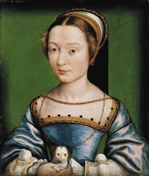 Portrait d'une dame tenant un chiot - Corneille de Lyon