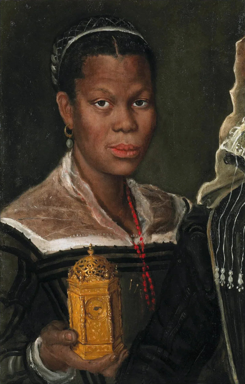 Portret afrykańskiej kobiety trzymającej zegar - Annibale Carracci