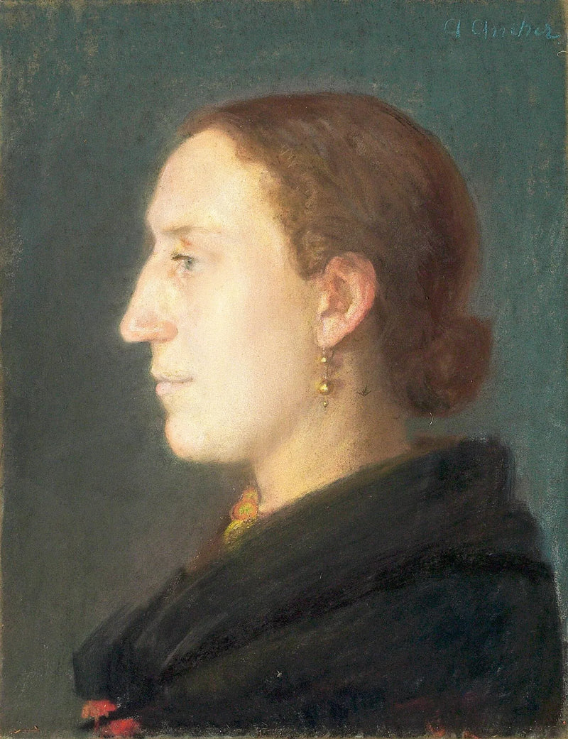 Portret kobiety siedzącej twarzą do przodu, zwróconej w prawo. - Anna Ancher