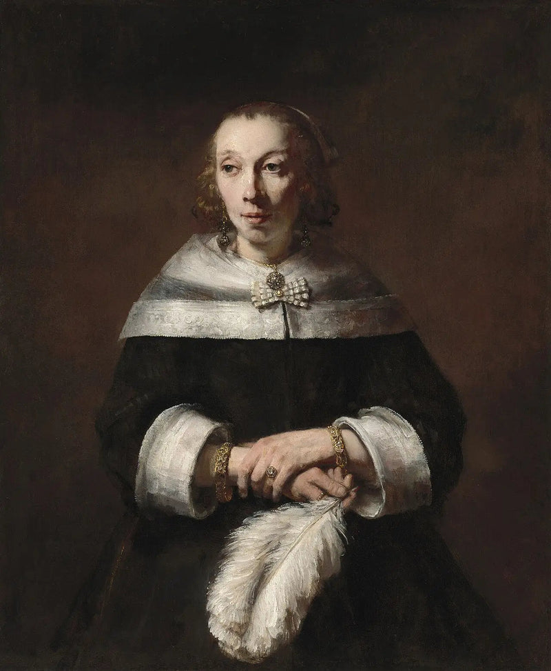 Portret kobiety z wachlarzem z piór strusich - Rembrandt