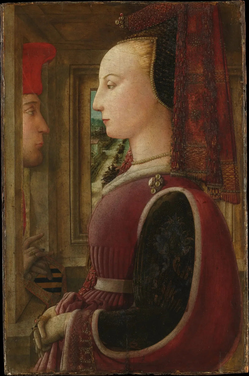 Portret kobiety i mężczyzny przy oknie - Fra Filippo Lippi