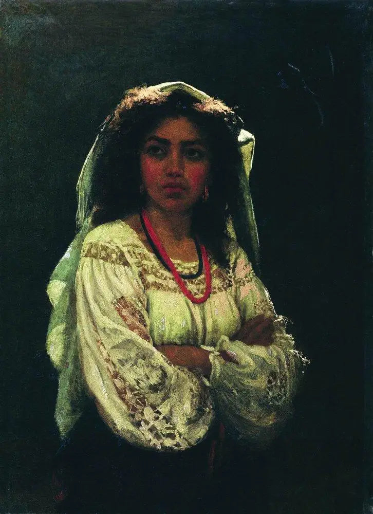 Portrait d'une femme italienne - Ilya Repin image 1 copie peinte à la main à l’huile