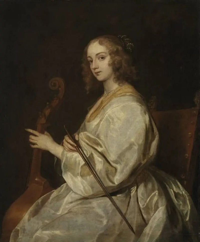 Portret kobiety grającej na violi da gamba, wcześniej identyfikowanej jako Margaret Lemon - Antoine van Dyck