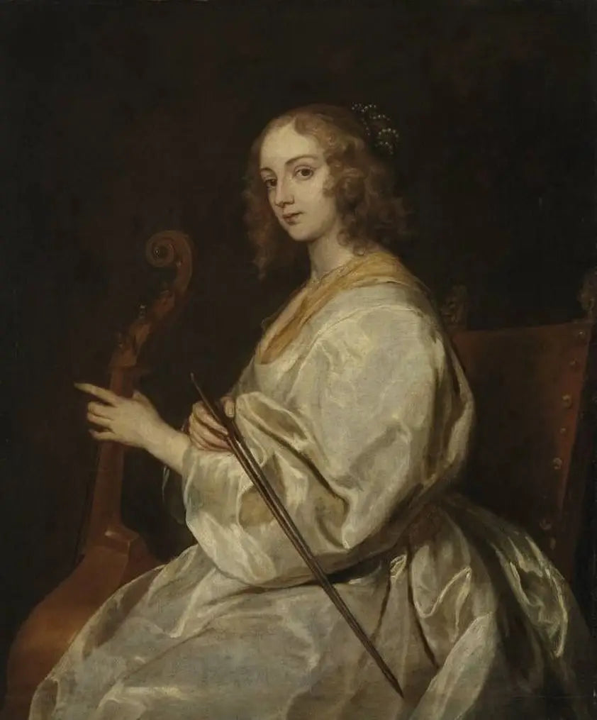 Portret kobiety grającej na violi da gamba, wcześniej identyfikowanej jako Margaret Lemon - Antoine van Dyck