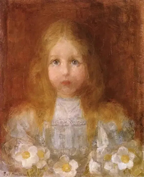 Portret dziewczyny z kwiatami - Piet Mondrian
