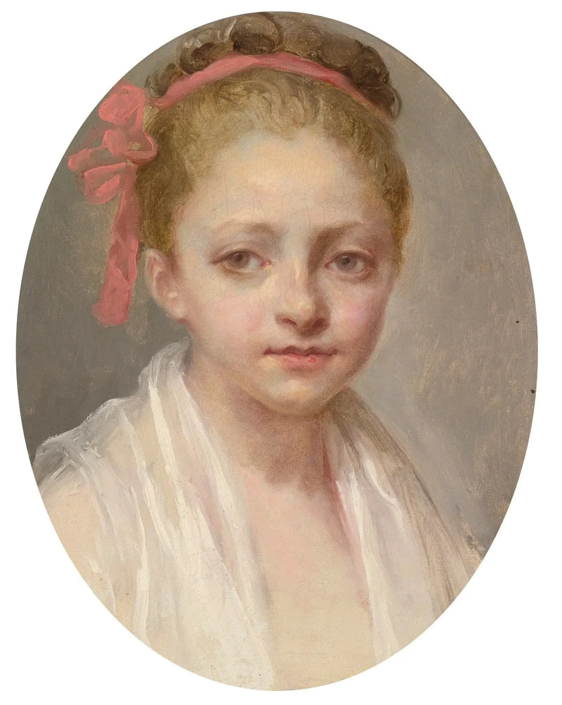 Portret dziewczyny w białej koszuli, z czerwoną wstążką we włosach - Nicolas-Bernard Lépicié