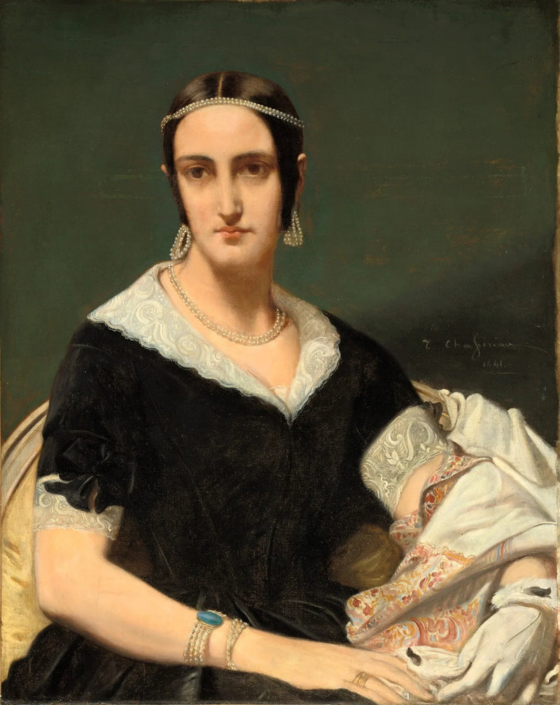 Portret młodej kobiety z perłowymi naszyjnikami - Théodore Chassériau