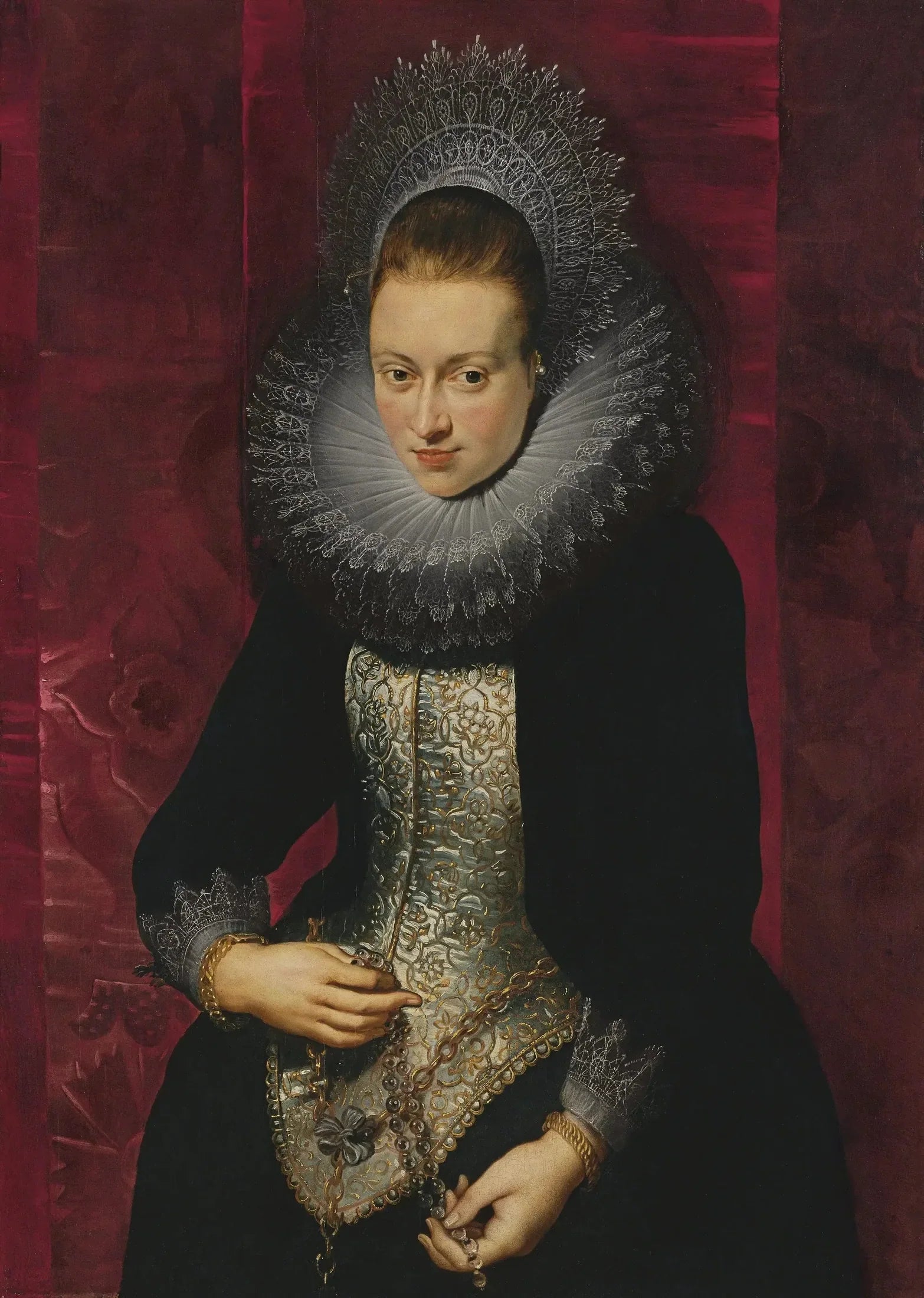 Portrait d'une jeune femme avec un rosaire - Peter Paul Rubens image 1 copie peinte à la main à l’huile