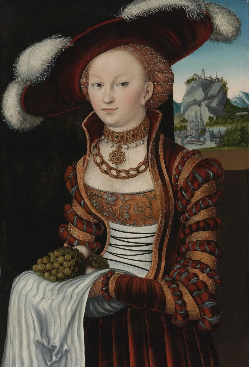 Portret młodej kobiety trzymającej kiść winogron - Lucas Cranach Starszy
