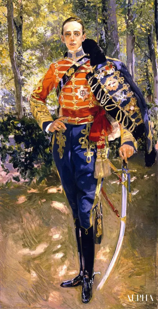 Portrait d'Alfonso XIII portant l'uniforme de hussards - Sorolla - Reproductions de tableaux et peintures haut de gamme