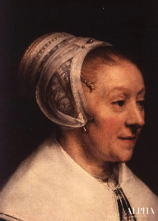 Portrait de Catherine Hoogsaet (détail de la tête) - Rembrandt van Rijn - Reproductions de tableaux et peintures haut de gamme